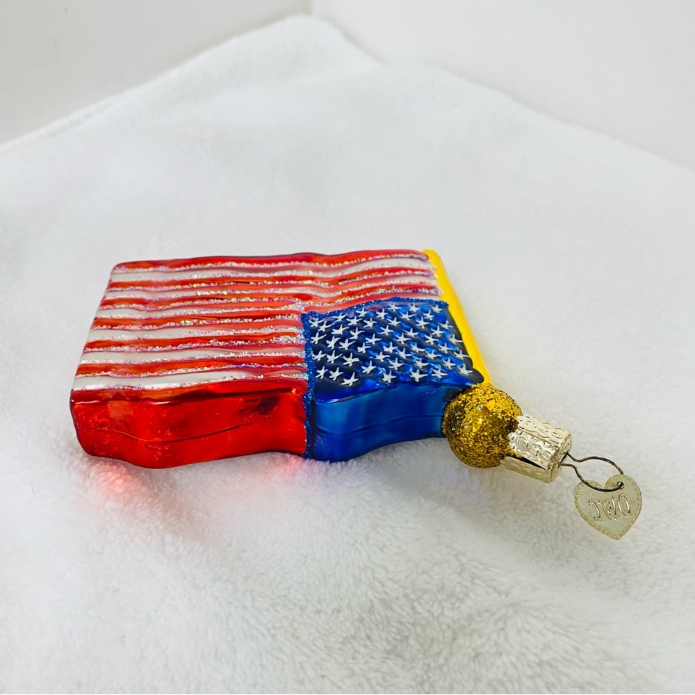 Old World Christmas Flag Star Spangled Banner Glass Ornament July 4th READ - Picture 4 of 13